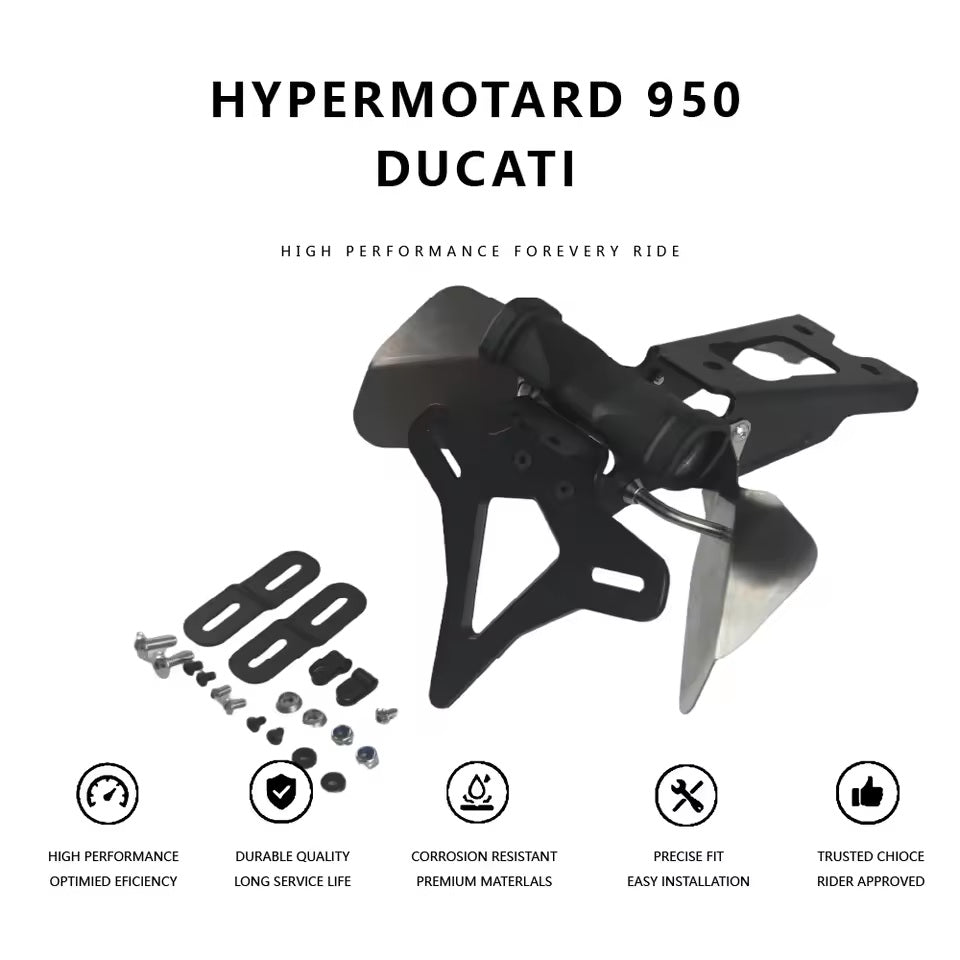 Ducati Hypermotard 950 Dual Exhaust Tail Tidy & License Plate Bracket — Black